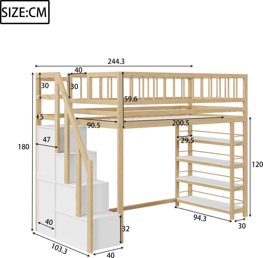 Patrová postel Flieks 90x200 cm se skříní, dětská postel s Obrázek produktu 4