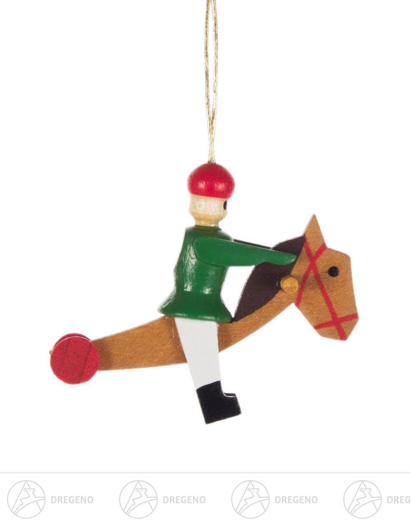 Baumschmuck Behang Reiter grün auf Steckenpferd Breite x Höhe x Tiefe 4 cmx3 cmx1 cm NEU