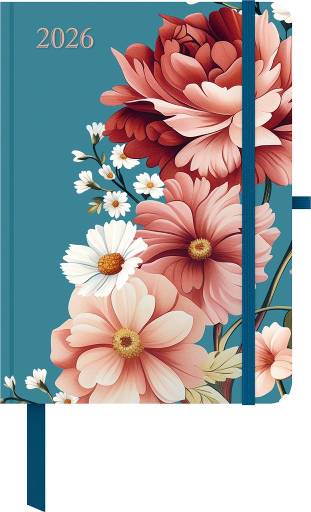 GreenLine Diary Floral 2026 - Buchkalender - Taschenkalender - 16x22