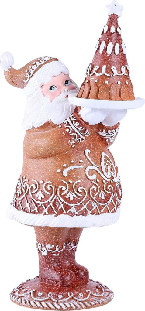 Weihnachtsschmuck aus Kunstharz, Weihnachtsmann mit Lebkuchenhaus, schafft Atmosphäre, Tischdekoration für Weihnachten A