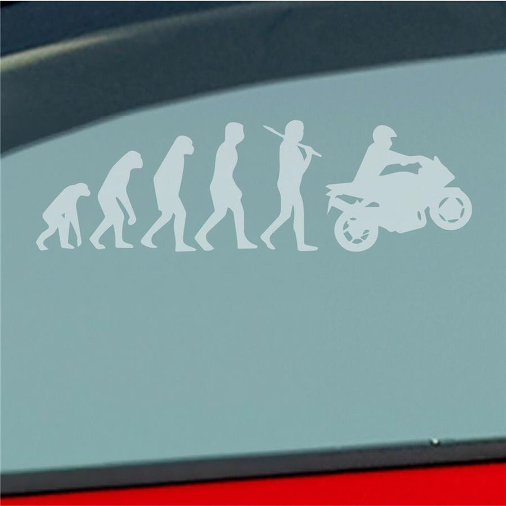 Auto Aufkleber Evolution Motorrad Mopped Bike 15x4,5 cm Milchglas Sticker Heckscheibenaufkleber