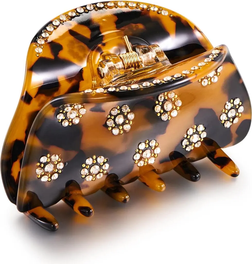 Pince Cheveux Acrylique Écaille de Tortue et Décoration Florale Chic