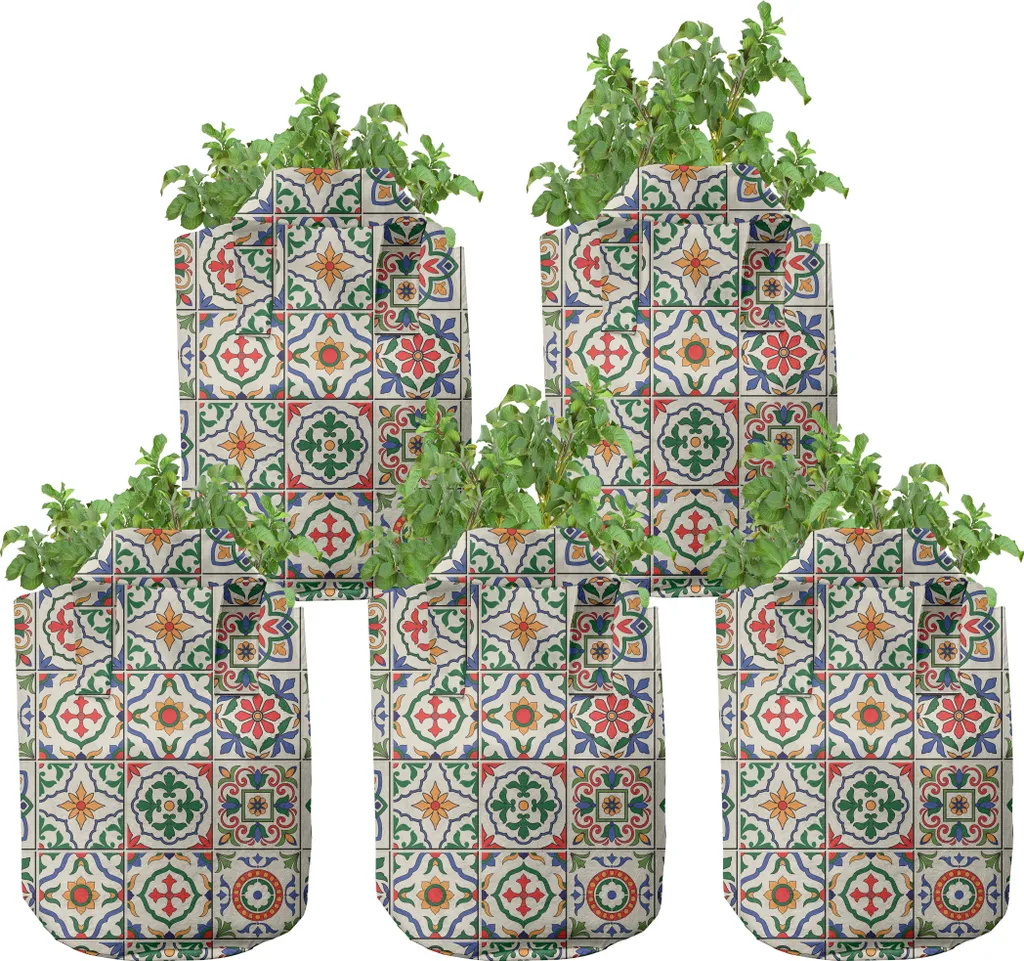 ABAKUHAUS Pots de culture marocains 5 gallons avec motif feuilles, lot 5