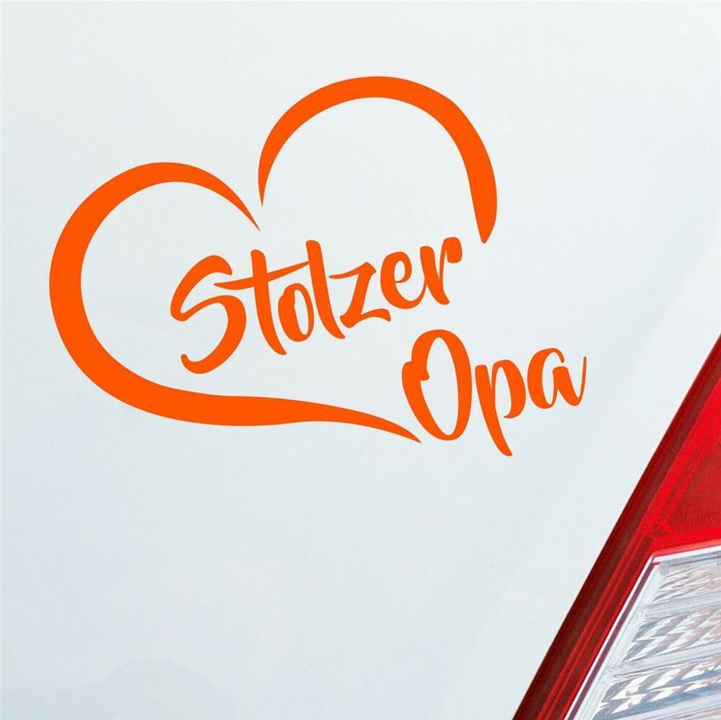 Auto Aufkleber Stolzer Opa Liebe Herz Großvater Enkel 12x10 cm Orange Sticker Heckscheibenaufkleber
