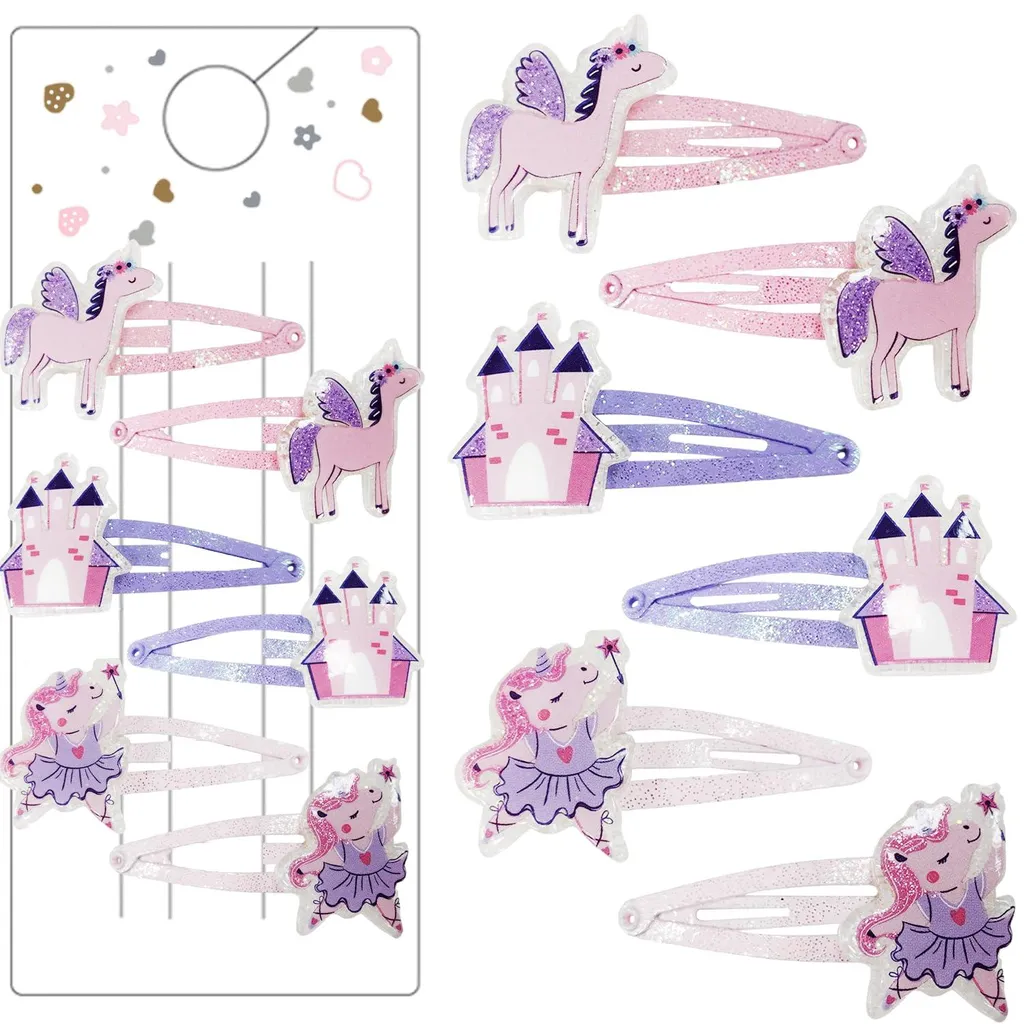 Lot de 6 barrettes licorne pour filles - Accessoires cheveux brillants (09)