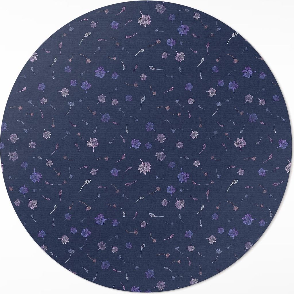 Kleine Boho-Wildblumen– Vinyl Fußmatte – Ø 130cm – Rutschfest, Pflegeleicht & Langlebig