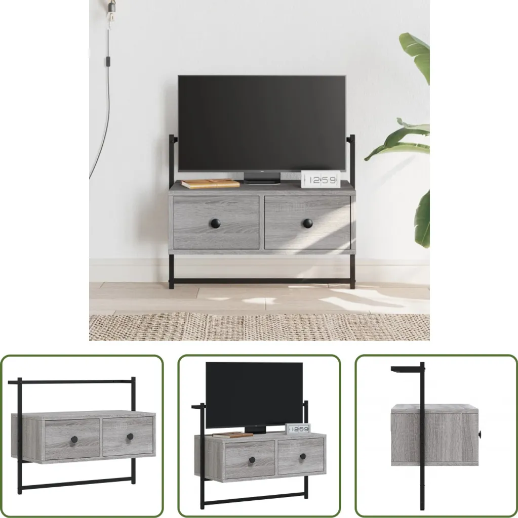 Mobile TV Sospeso Grigio Sonoma 60,5 cm - Parete Attrezzata Moderna