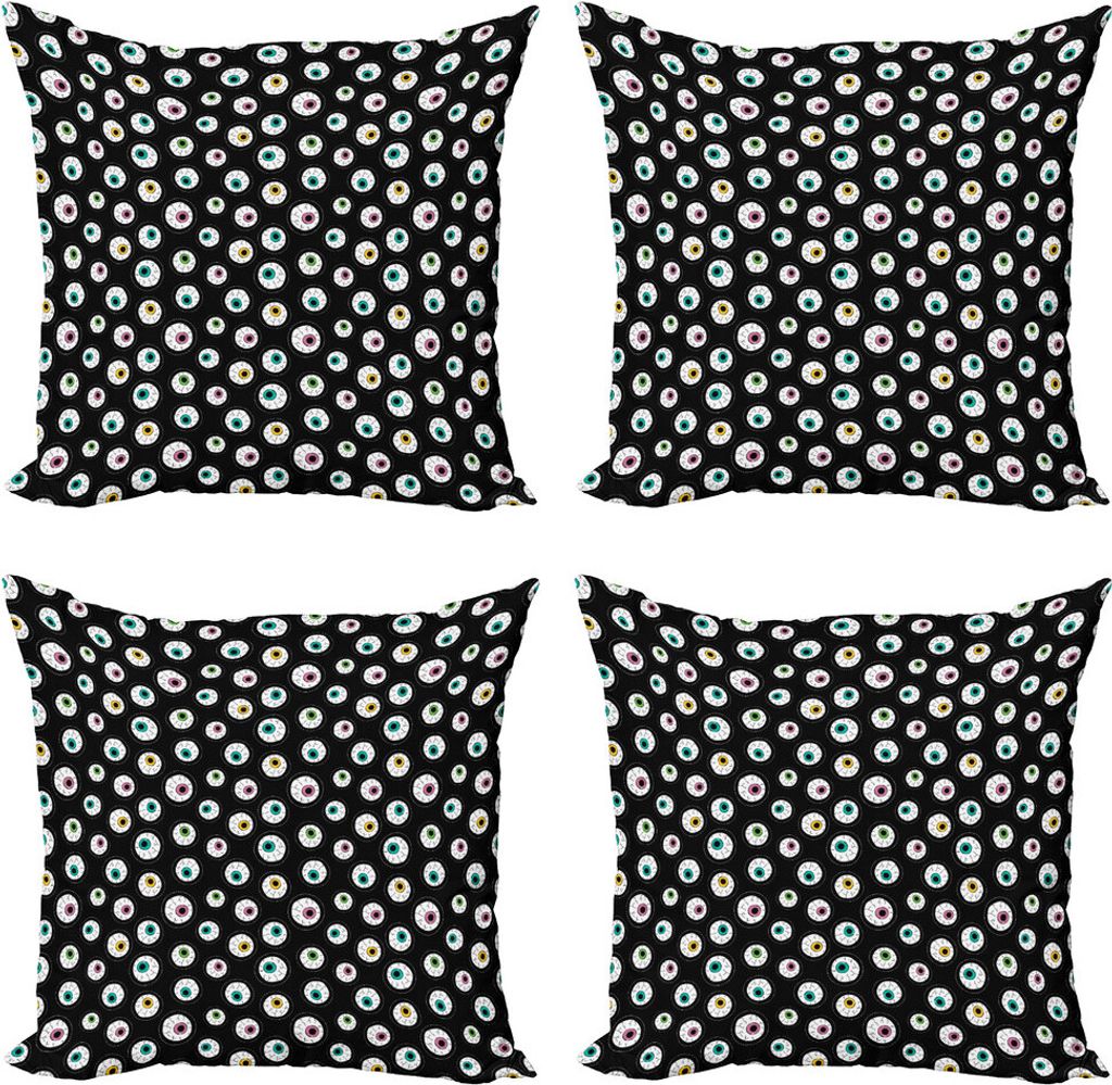 ABAKUHAUS Augapfel Kissenbezug Set (4 Stück), Eine gestrichelte Kreise Cartoon Eyes, Moderner Doppelseitiger Digitaldruck, 45 cm x 45 cm, Mehrfarbig