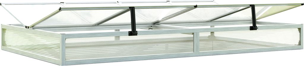 Frühbeetkasten 340x119 cm Frühbeetaufsatz Aufzucht Treibhaus, Aluminium mit Polycarbonat Doppelstegplatten, UV-beständig, inkl. Öffnungsklappen