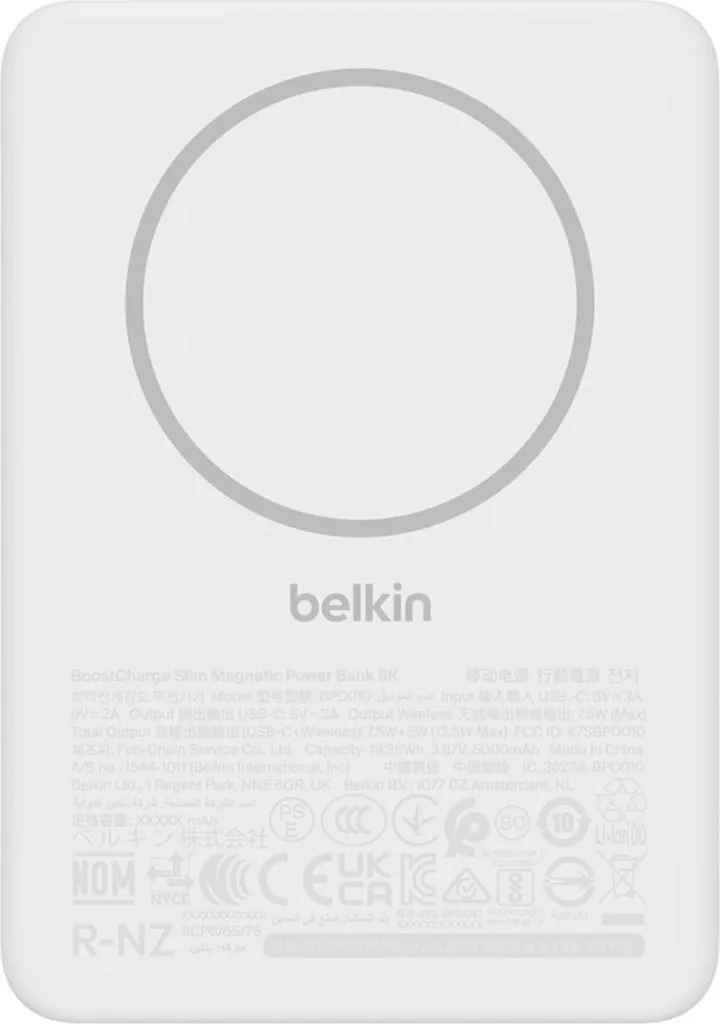 Chargeur Magnétique 7,5W Belkin BPD010hqWH avec Capacité de 5000 mAh