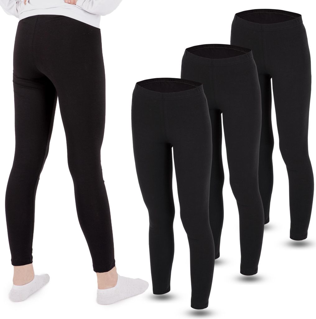 3 Mädchen Leggings Set lang Baumwolle blickdicht Produktbild 