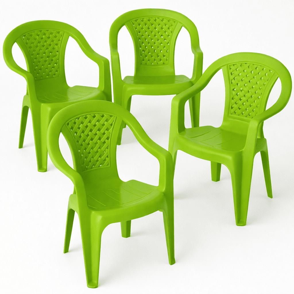 4 x Kinderstuhl Gartenstuhl Stuhl für Kinder Garten Terrasse Plastik Stühle Grün