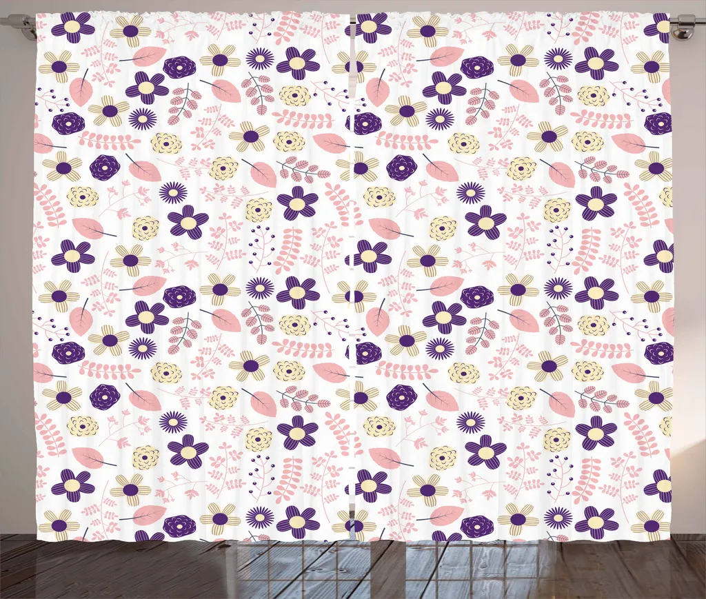 Tenda Floreale Vintage ABAKUHAUS 280x175 Viola Corallo Crema