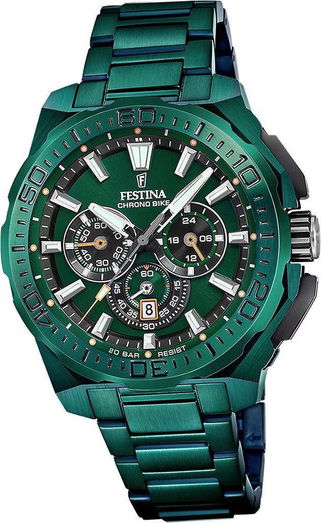 Festina Herrenuhr Chrono Bike Armbanduhr Edelstahl grün D2UF20730/1
