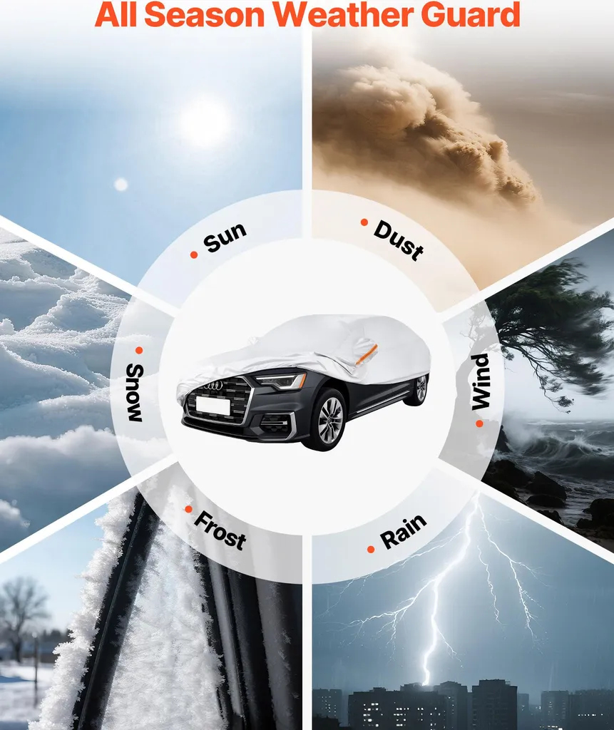 Housse de protection voiture intégrale argentée pour grande berline Luxe - 7