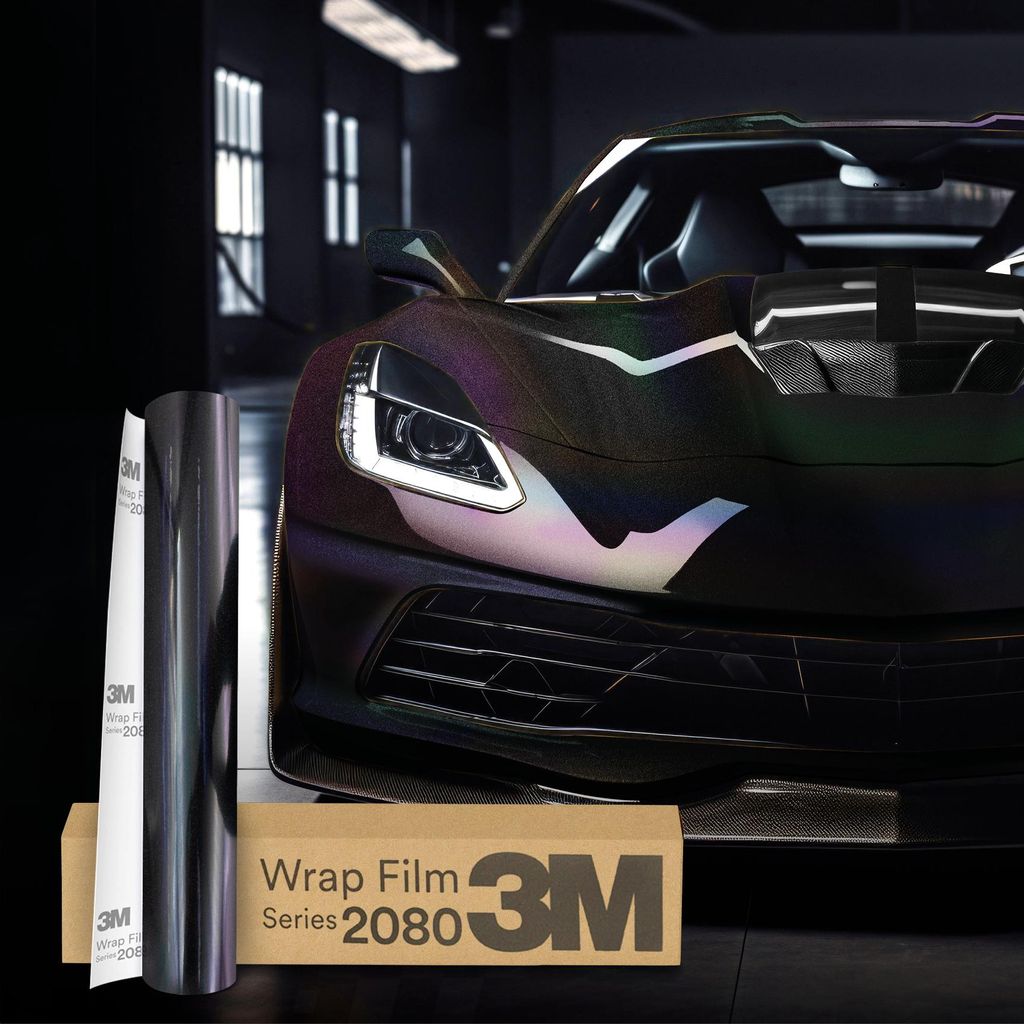 3M Wrap Film Series 2080 Car Wrapping Folie 30x152 cm HGP High Gloss Flip Black – Autofolie + Luftkanäle f. Auto Motorrad Boot zum Folieren