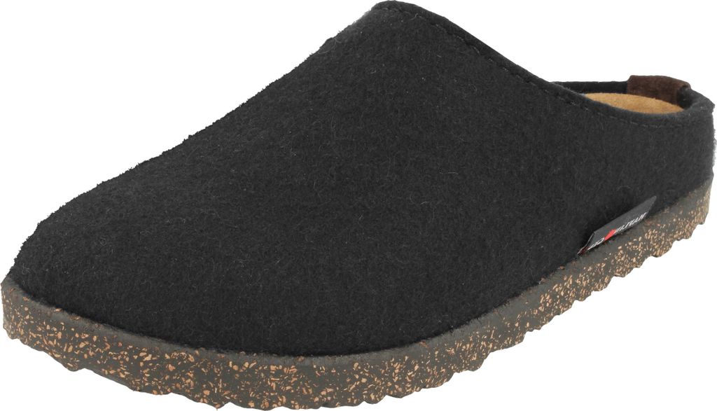 Haflinger Damen Pantoffel Herren Filz Hausschuh Manhattan Clog 391001, Größe:40 EU, Farbe:Schwarz