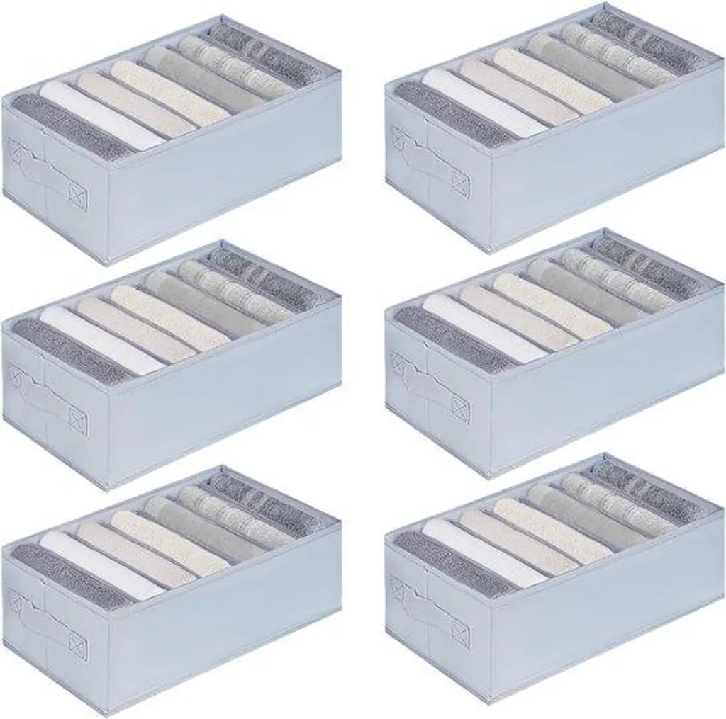 Organiseur de vêtements 6 pièces pour tiroirs et armoires en tissu gris