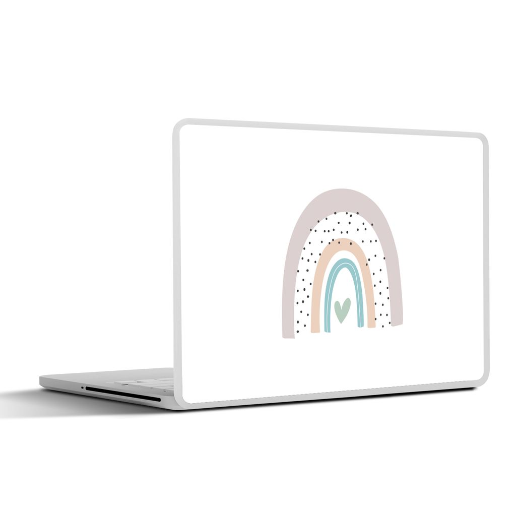 MuchoWow Laptop Aufkleber Sticker Cover Regenbogen - Herz - Pünktchen - Kinder - Kinder 32.5x23.5 cm - Sticker für Laptop - Selbstklebend