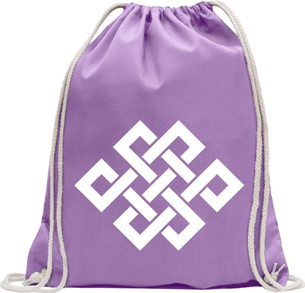Kiwistar - Turnbeutel - lavendel - Buddhistischer Knoten - Fun Rucksack Sport Beutel Gymsack Baumwolle mit Ziehgurt