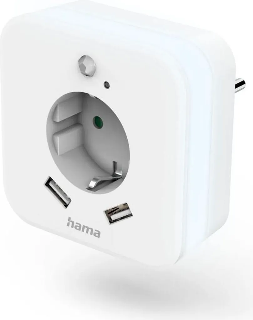 Hama LED-Nachtlicht mit Steckdose, 2 USB-Ausgänge, Bewegungs- und Lichtsensor (00223498)
