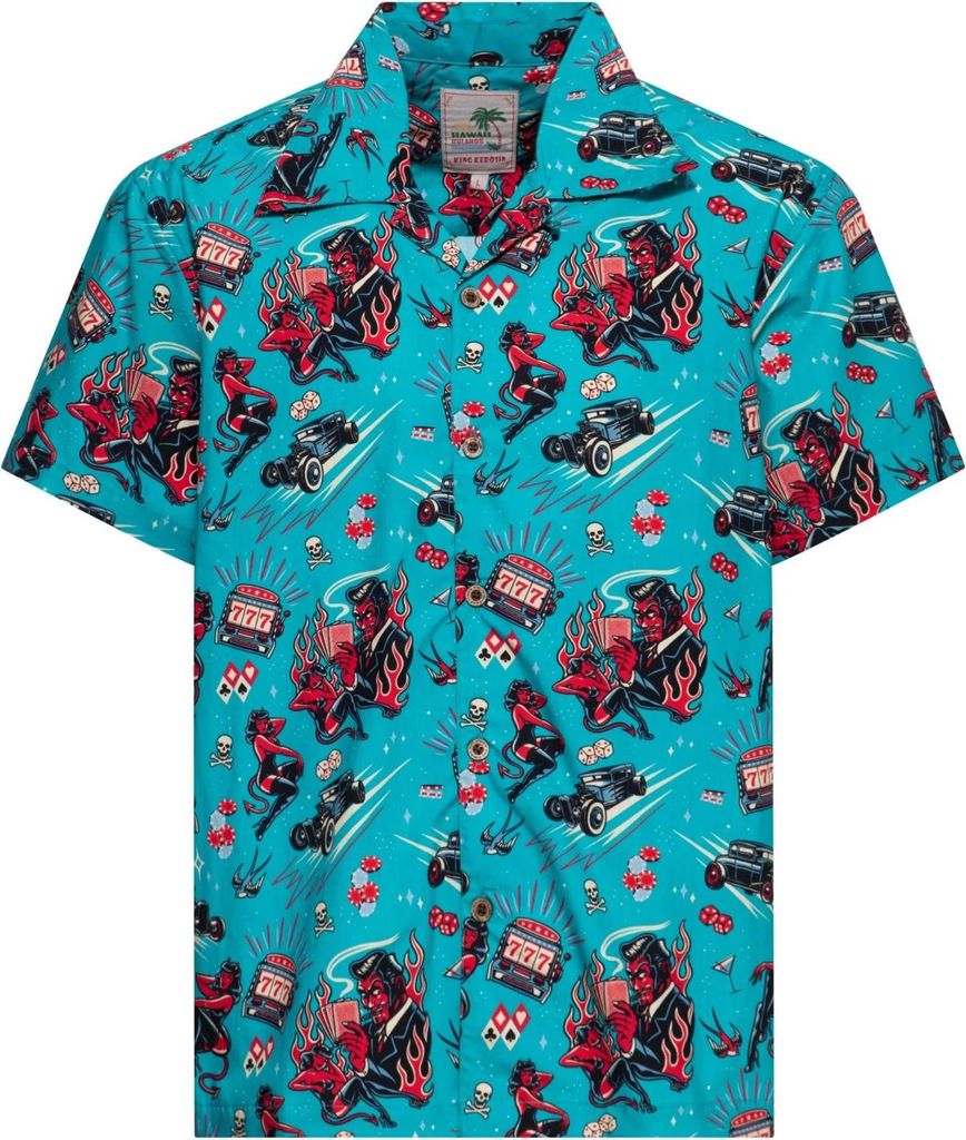 King Kerosin Hawaii Hemd - Rockabilly hot devil XXL