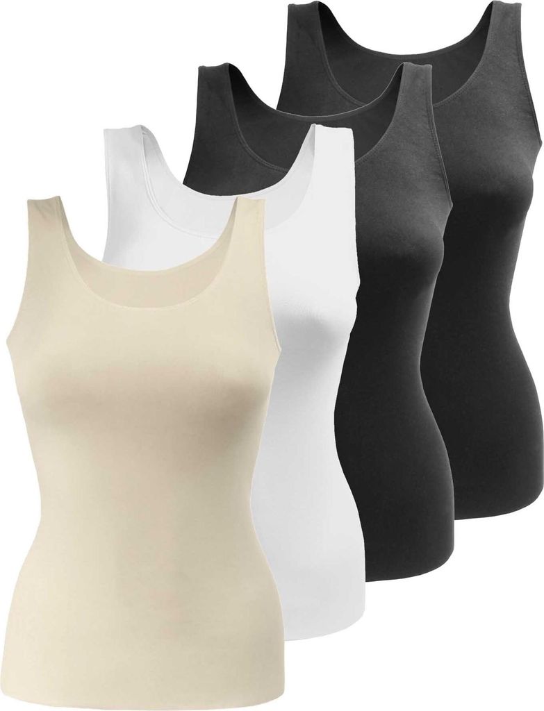Yenita Seamless Unterhemd - Top 4er Set Tank Top M Mix (2xschwarz/weiss/haut)