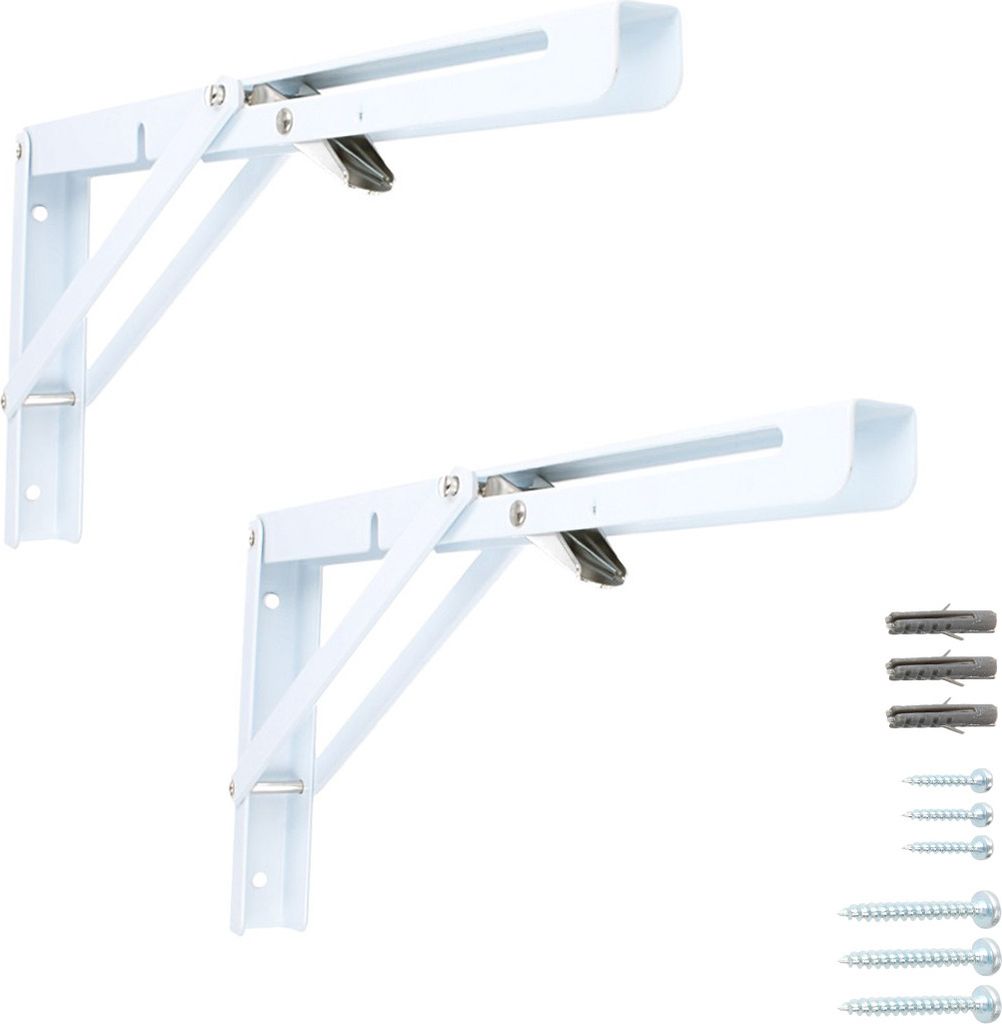 Klappkonsole 1 Paar Regalbodenhalter Klapptischhalterung Klappwinkel Regalträger Weiß 300mm x 155mm