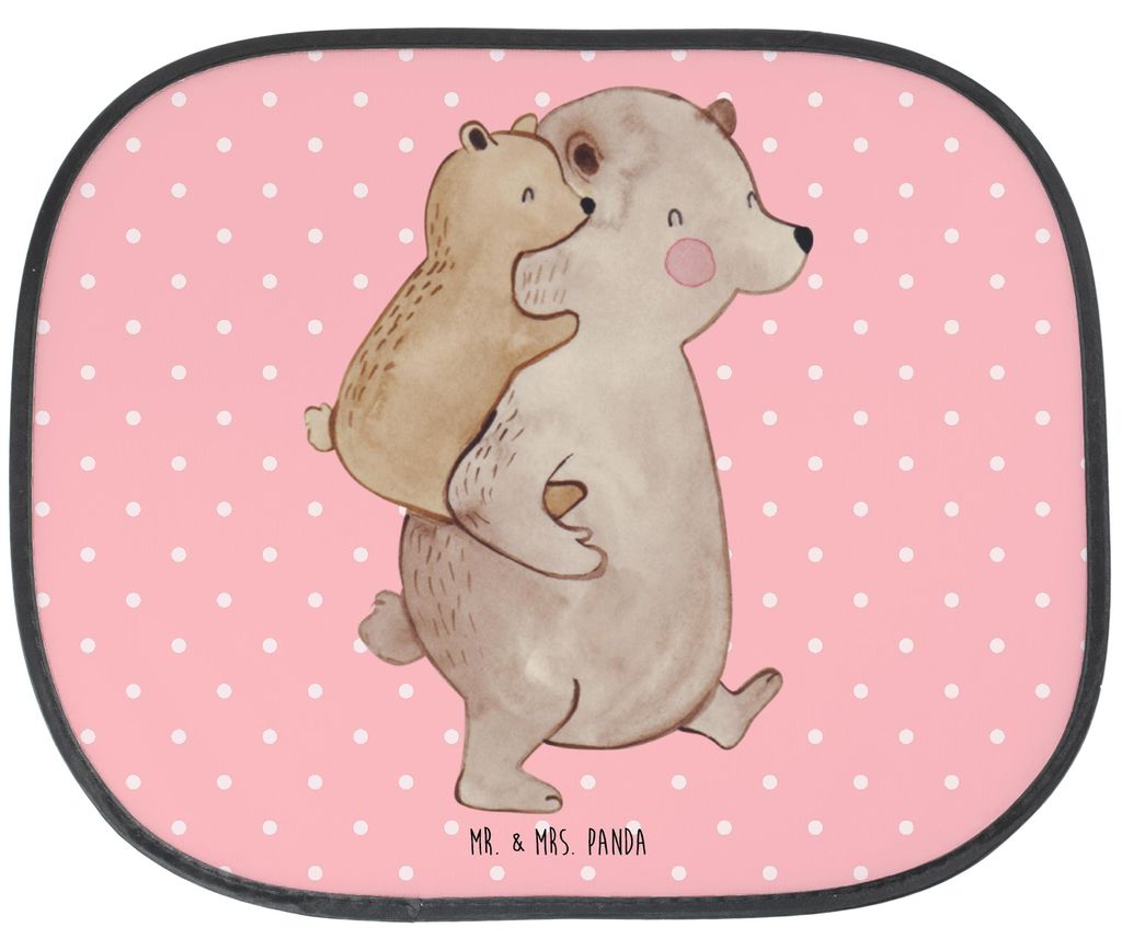 Mr. & Mrs. Panda Sonnenblende Auto Papa Bär - Rot Pastell - Geschenk, Vatertag, Seitlicher Sonnenschutz, Geburtstag, Hitzeschutz, Muttertag, für,...