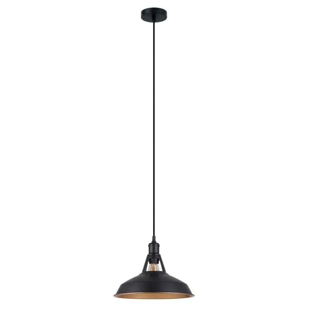 Italux Freya MDM-2315/1 M BK+GD Lampe Suspendue Industrielle Noire
