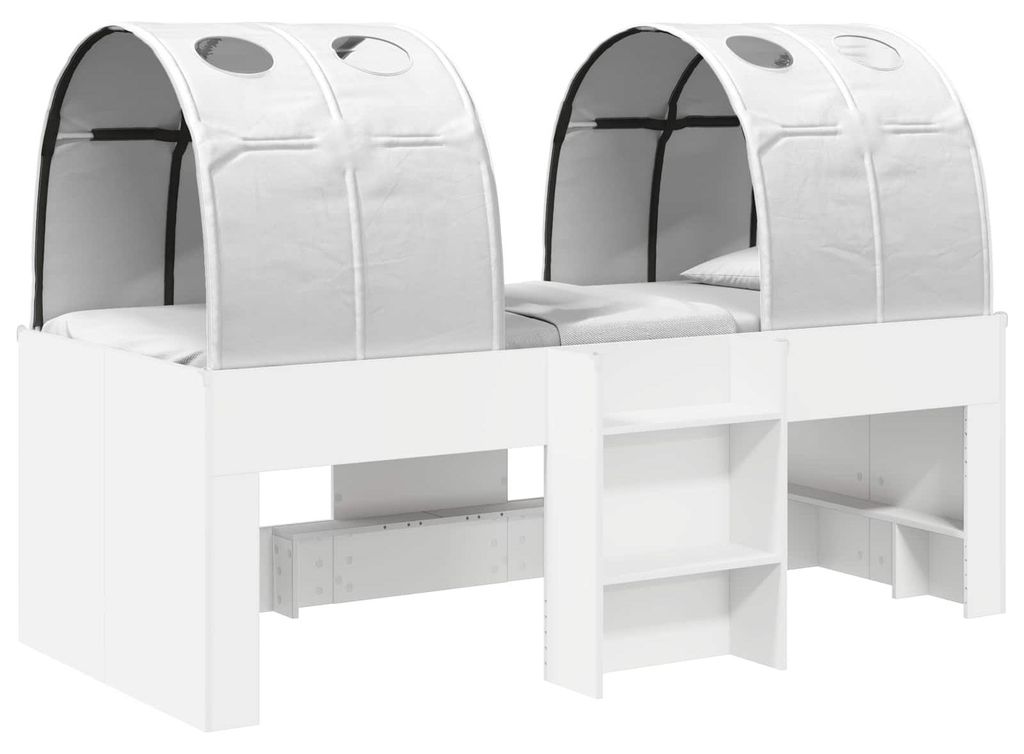 vidaXL Hochbett für Kinder mit Tunnel Weiß Holzwerkstoff