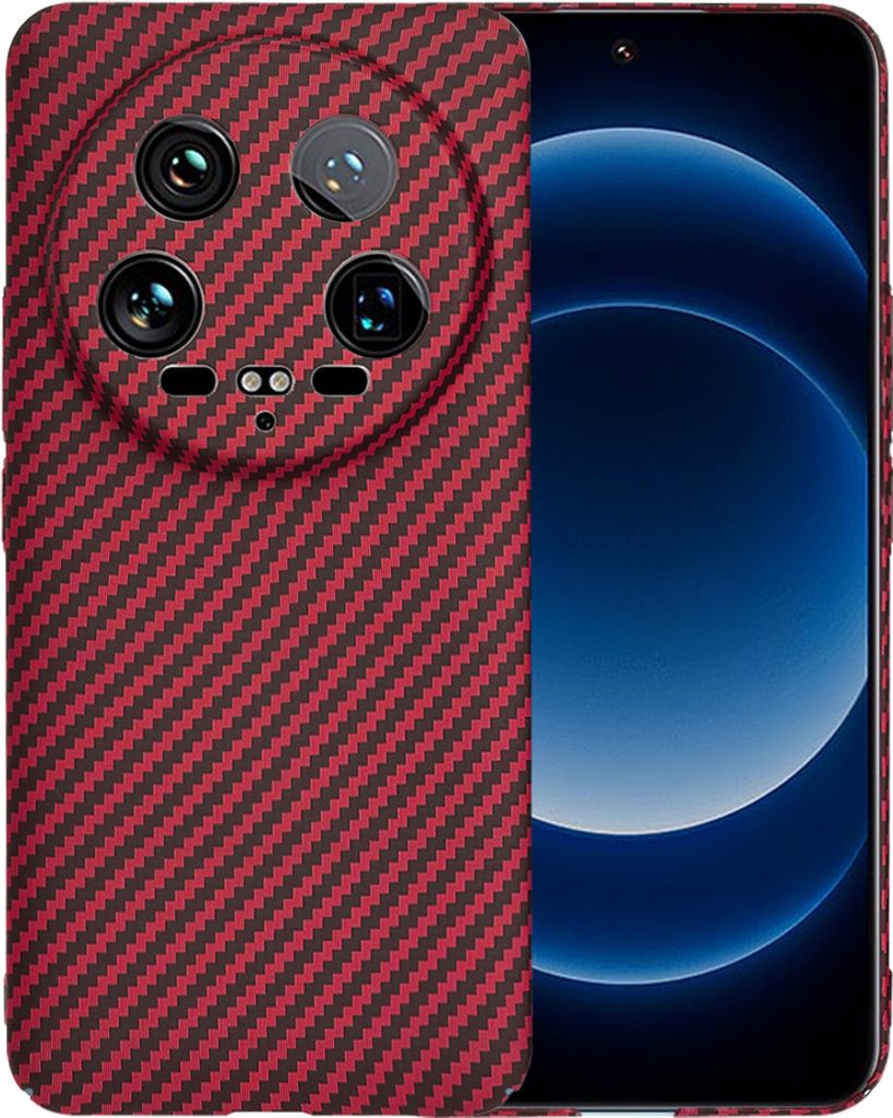 Techsuit Carbonite FiberShell Back Cover Hülle für Xiaomi 14 Ultra - Rot