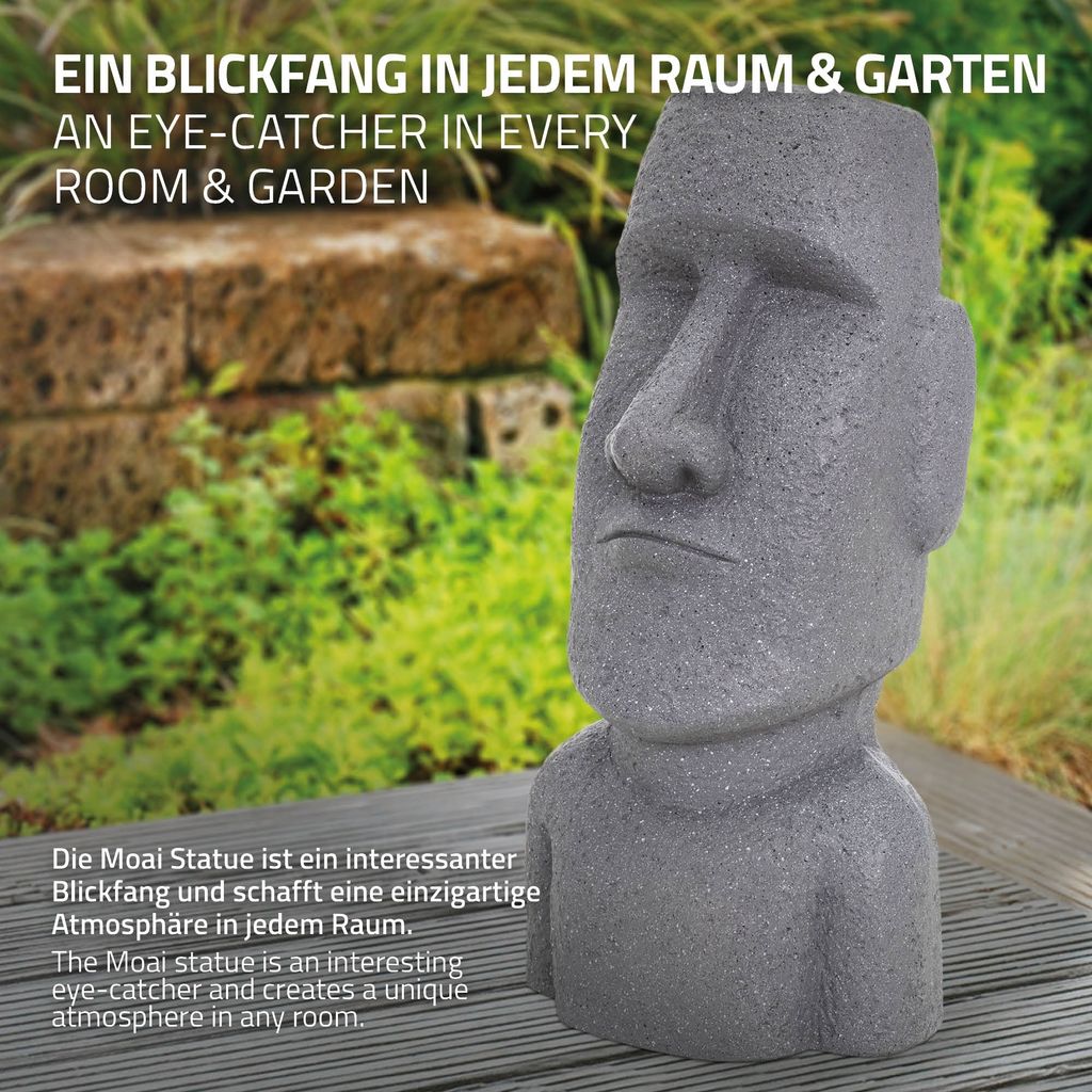 ECD Germany Moai Figur Rapa Nui Kopf 53,5 cm hoch, Grau, Produktbild 5