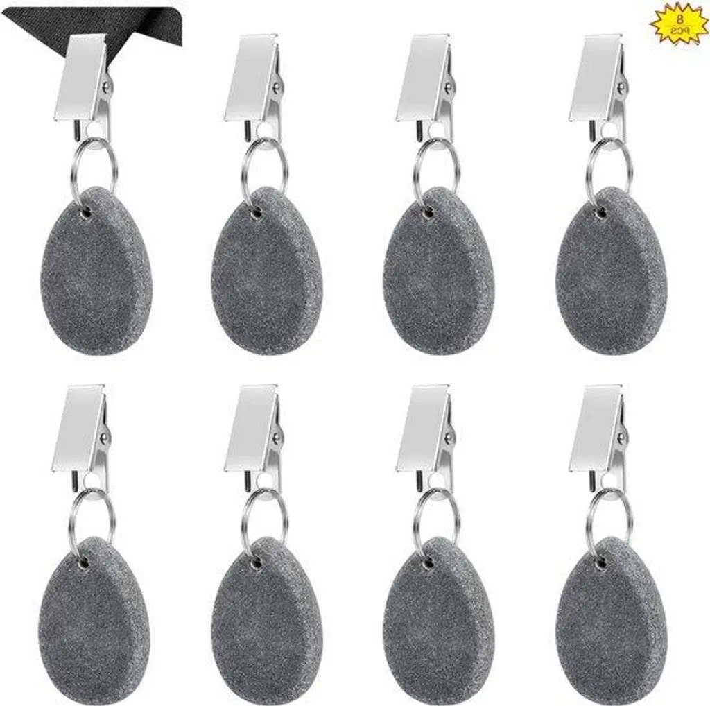 Poids pour nappe de table extérieure marbre gris et pince inox x8