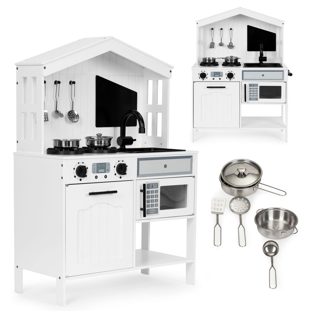 Homelux Kinderküche aus Holz, Backofen, Mikrowellenbrenner, Zubehör