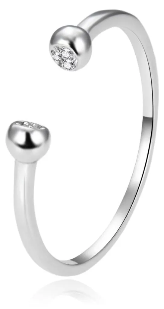 Bague ouverte en argent AGT-R45W avec zircons brillants - Taille 57 mm