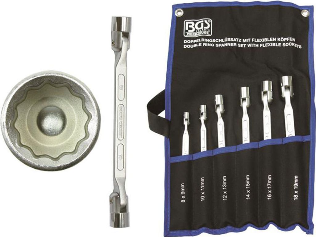 BGS 1201 Doppel-Ringschlüsselsatz mit flexiblen Köpfen, 6-tlg.