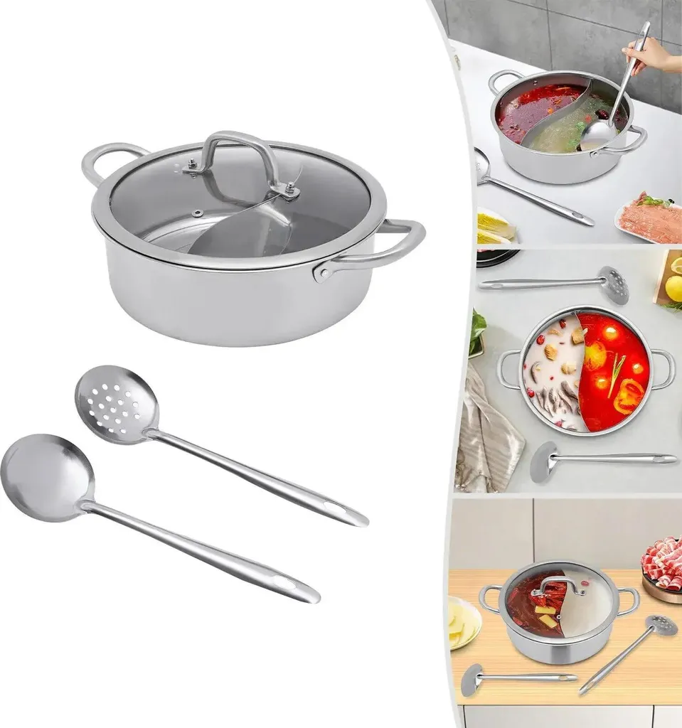 Pentola Zuppa 28cm Acciaio 304 - Base Induzione con Coperchio Vetro - 3