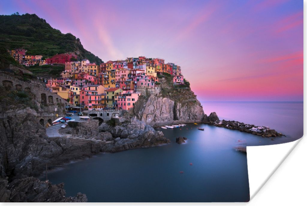MuchoWow Poster Lila Himmel über Cinque Terre in Italien 30x20 cm - Plakate - Print