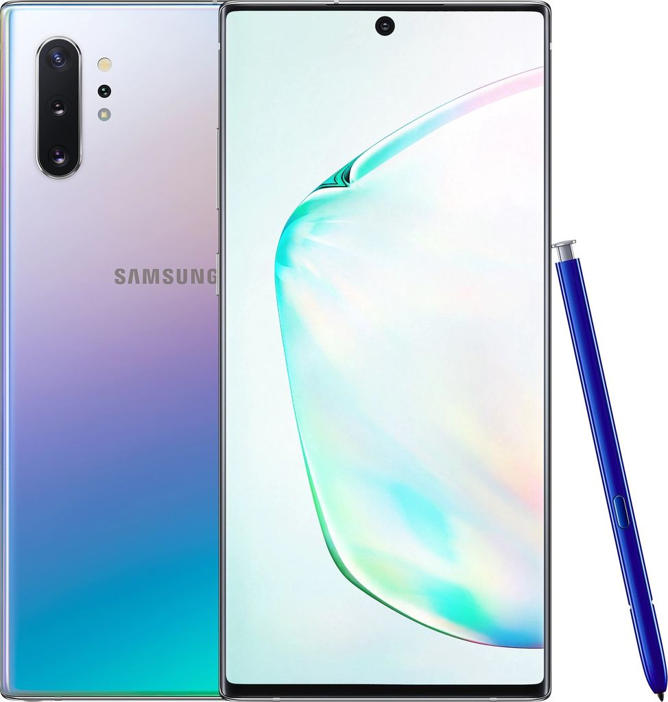 A Samsung Galaxy Note 10 Plus smartphone with its stylus.