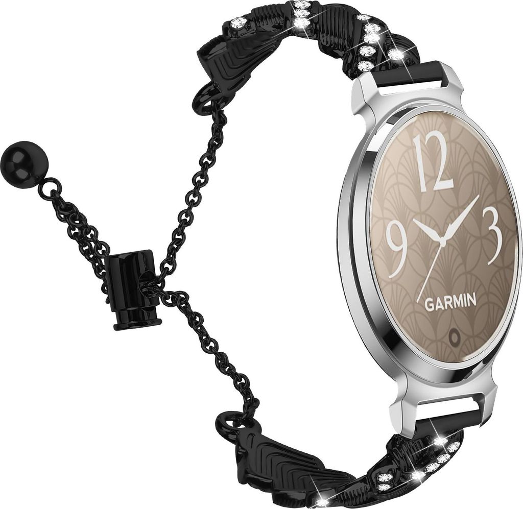 INF Garmin Lily 2 Kompatibles Herz Diamant Armband - Zinklegierung Halbreif Schwarz