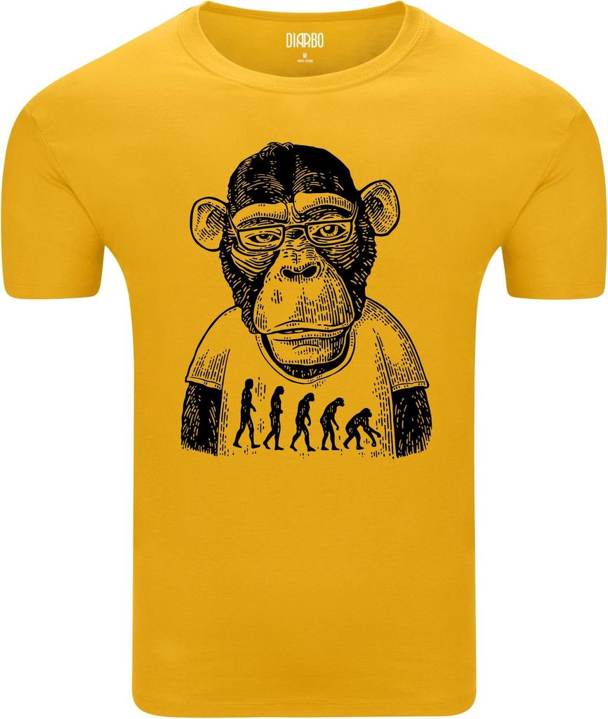 Diarbo Herren T-Shirt mit Lustiger Druck Vom Menschen zum Affen Gelb Gr.L