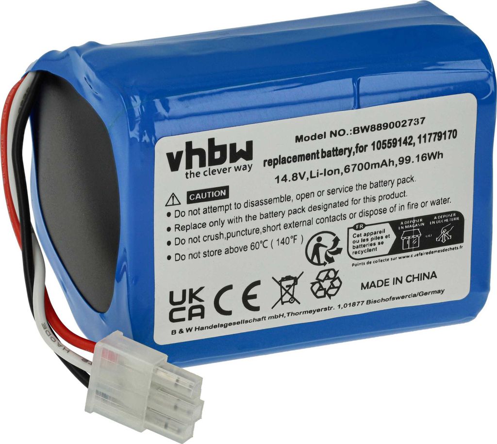 vhbw Akku kompatibel mit Miele Scout RX3, RX2 Saugroboter (6700 mAh, 14,8 V, Li-Ion, ohne Gehäuse)