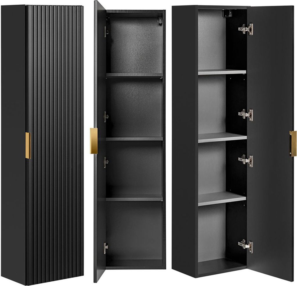 Badmöbel Hochschrank 1-türig ADELAIDE-56-BLACK  in matt Produktbild 1