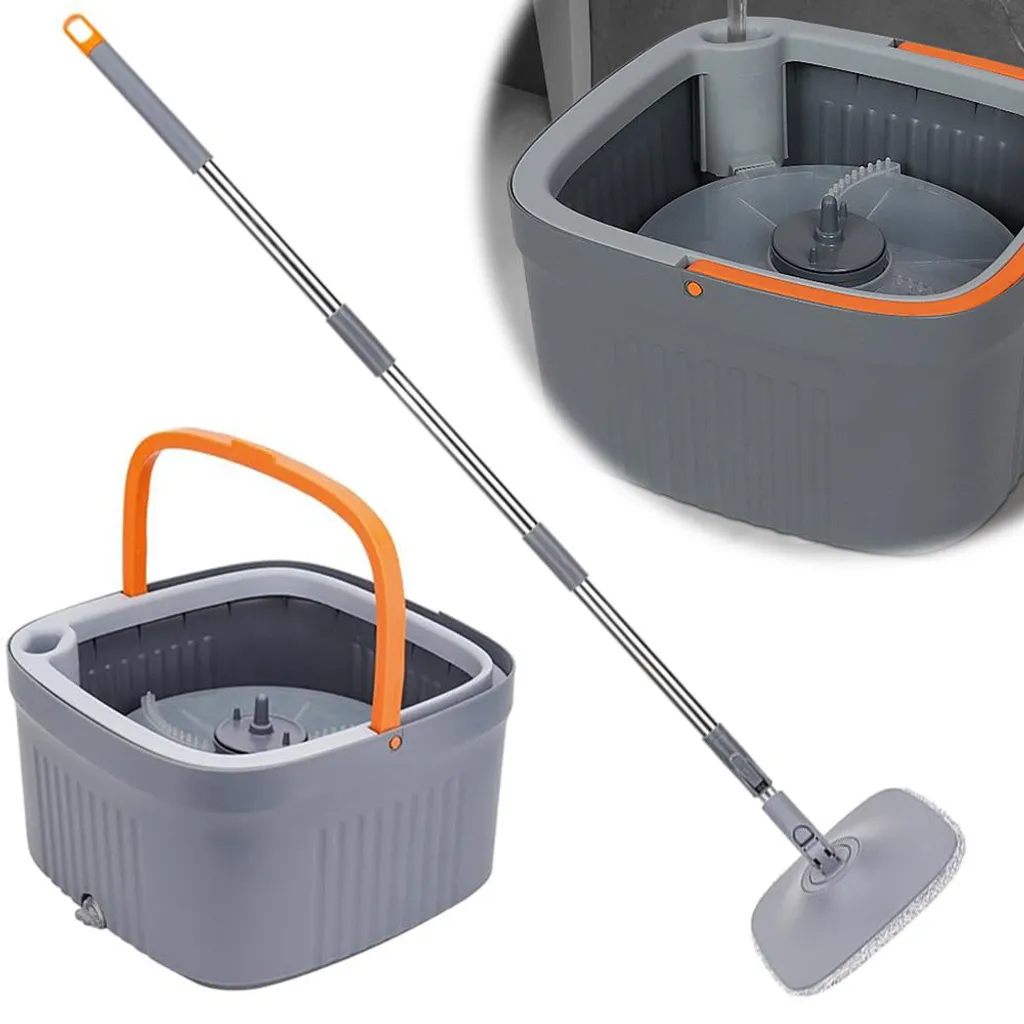Kit Balai à Franges avec Seau à Double Compartiment et 2 Patins Microfibre - 9