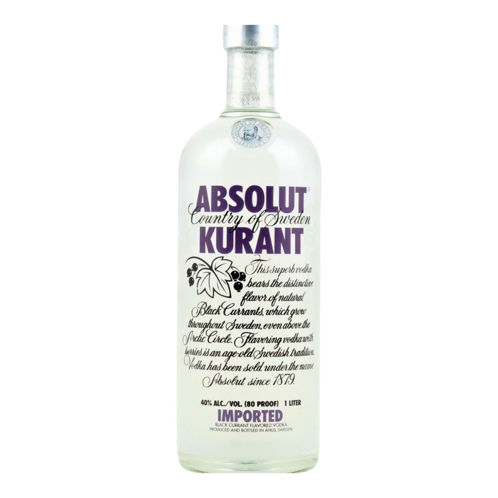Absolut Kurant Vodka 1L – Flavoured Vodka mit schwarzer Johannisbeere, Wodka aus Schweden, zuckerfrei, idealer Wodka für Cocktails & Sammler.