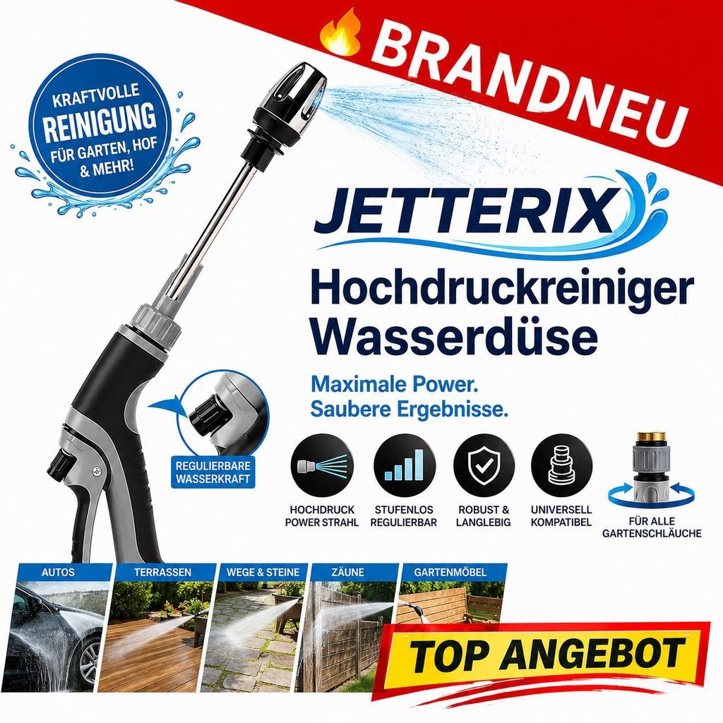 Jetterix™ Hochdruckreiniger Hochdruckpistole Druckdüse für Produktbild 