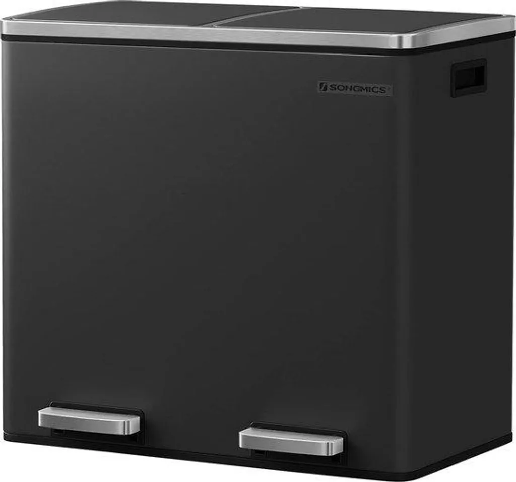 Poubelle de cuisine 48L tri sélectif noir mat pour recyclage facile