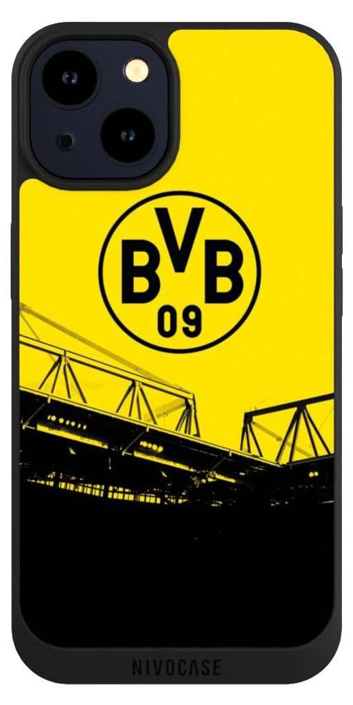 NIVOCASE Handyhülle für Apple iPhone 14 Hülle NIVOpure Case Schwarz BVB Borussia Dortmund Fanartikel
