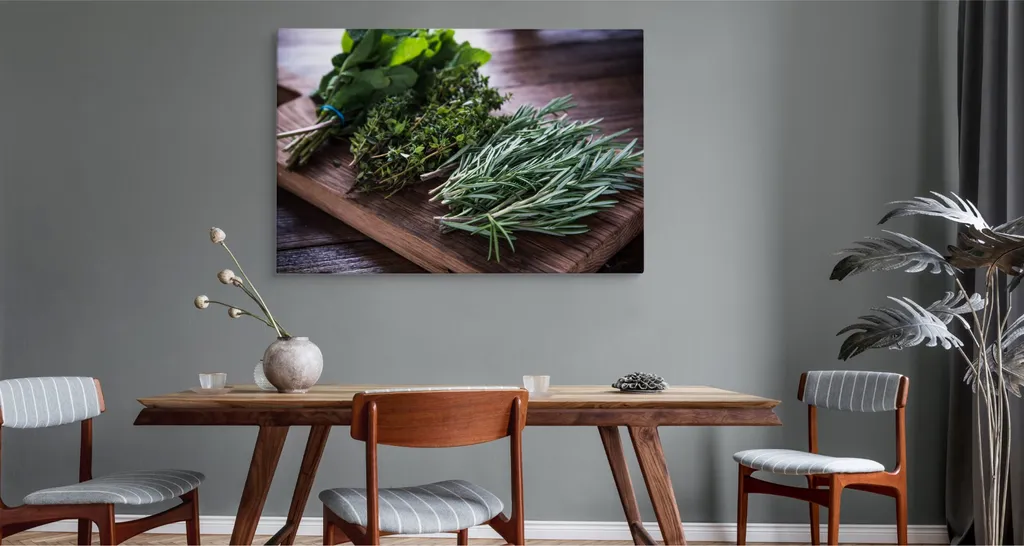 Favolosa carta da parati su tela 120x80 cm XXL stampa d'arte erbe piante foglie - 2